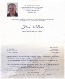 3365 Henk de Boer - rouwkaart