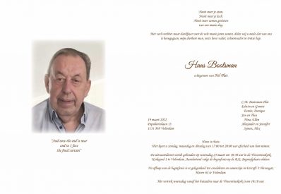 33825 Hans Bootsman - rouwkaart