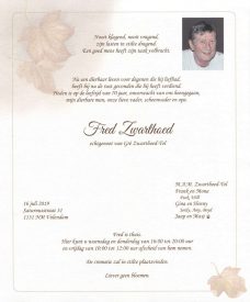 Rouwkaart Fred Zwarthoed