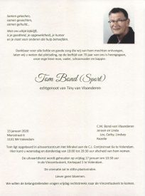 3483 tom Bond (Sport) - rouwkaart