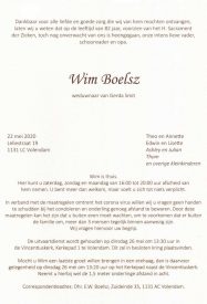 3537 Wim Boelsz - rouwkaart