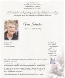 3588 Vera Schokker - rouwkaart