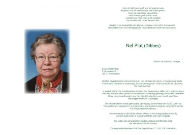 3599 Nel Plat (Dibbes) - rouwkaart