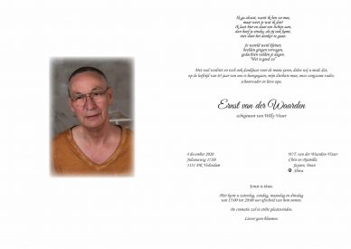 3615 Ernst van der Waarden - rouwkaart