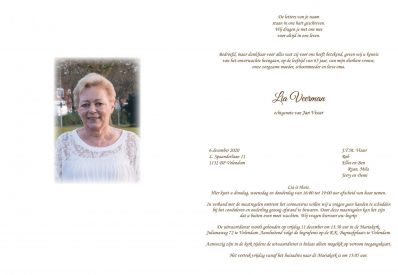3618 Lia Veerman - rouwkaart