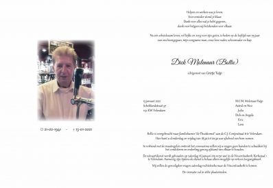 3637 Dick Molenaar (Bollie)- rouwkaart