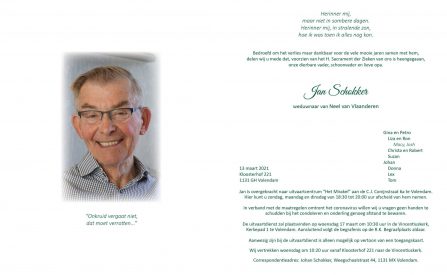3661 Jan Schokker - rouwkaart