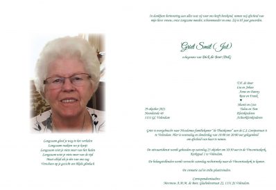 3750 Griet de Boer-Smit -rouwkaart