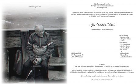3816 Jan Schilder (Vik) - rouwkaart