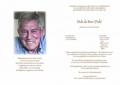 3820 Dick de Boer (Puk) - rouwkaart