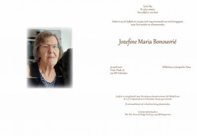 3844 Jozefine Bonouvrié - rouwkaart
