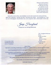 Jaap Hoogland - rouwkaart klein