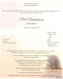 Rouwkaart Piet Mastenbroek